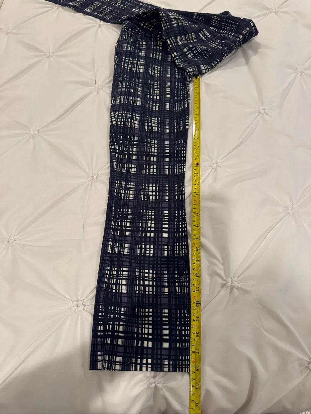 Tory Burch Conner Tab Front Skinny Pants Size 25 Navy Plaid